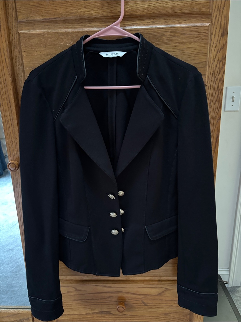 White House Black Market Black Military-Inspired Blazer with Silver Buttons